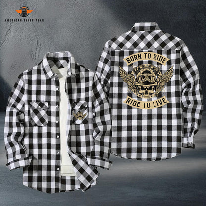 Biker Personalized Casual Flannel Long Sleeve Shirt LV07
