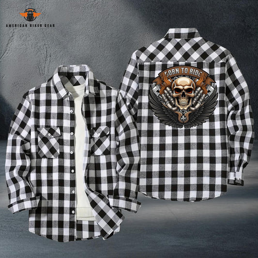 Biker Personalized Casual Flannel Long Sleeve Shirt LV08