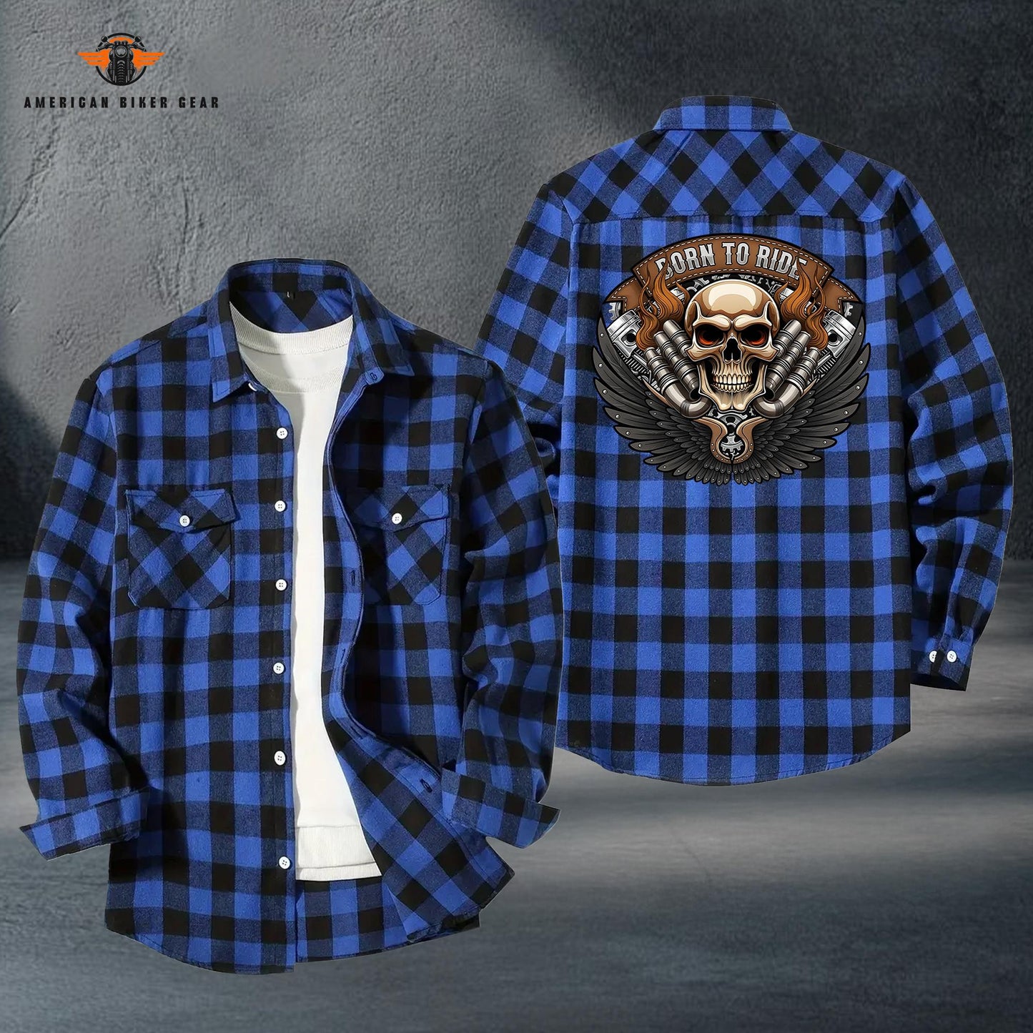 Biker Personalized Casual Flannel Long Sleeve Shirt LV08