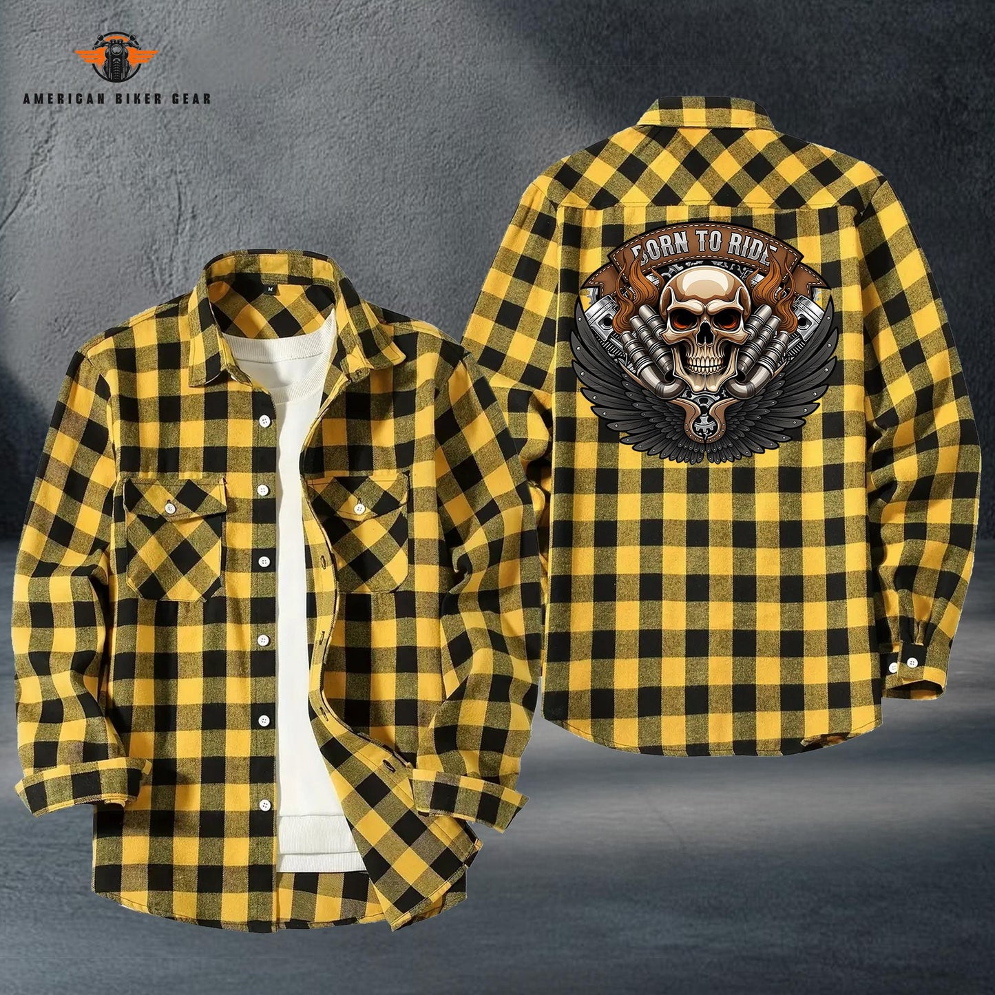 Biker Personalized Casual Flannel Long Sleeve Shirt LV08