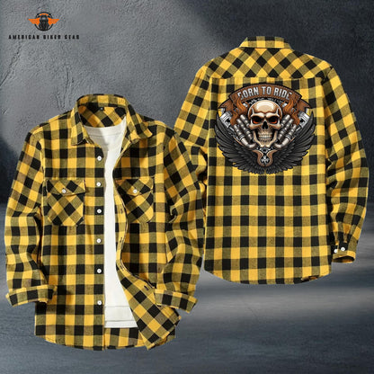 Biker Personalized Casual Flannel Long Sleeve Shirt LV08