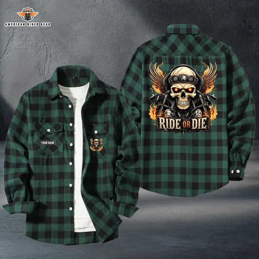 Biker Personalized Casual Flannel Long Sleeve Shirt LV09