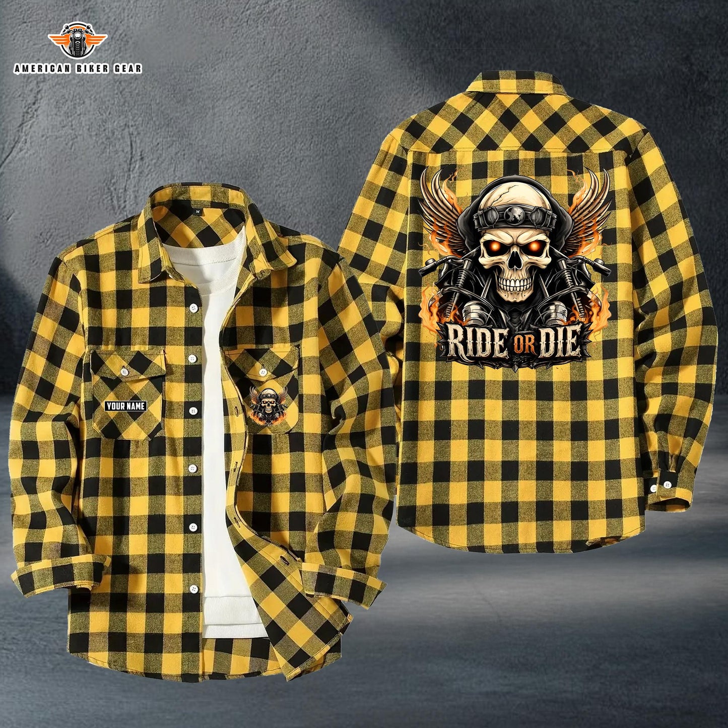 Biker Personalized Casual Flannel Long Sleeve Shirt LV09