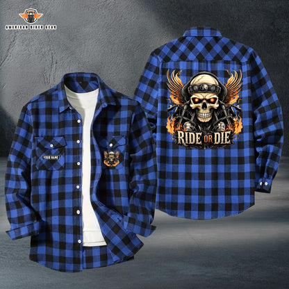 Biker Personalized Casual Flannel Long Sleeve Shirt LV09
