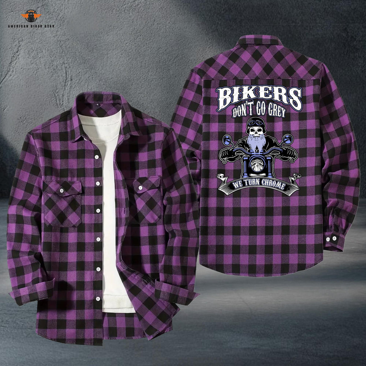Vintage Motorcycle Casual Flannel Long Sleeve Shirt LV18
