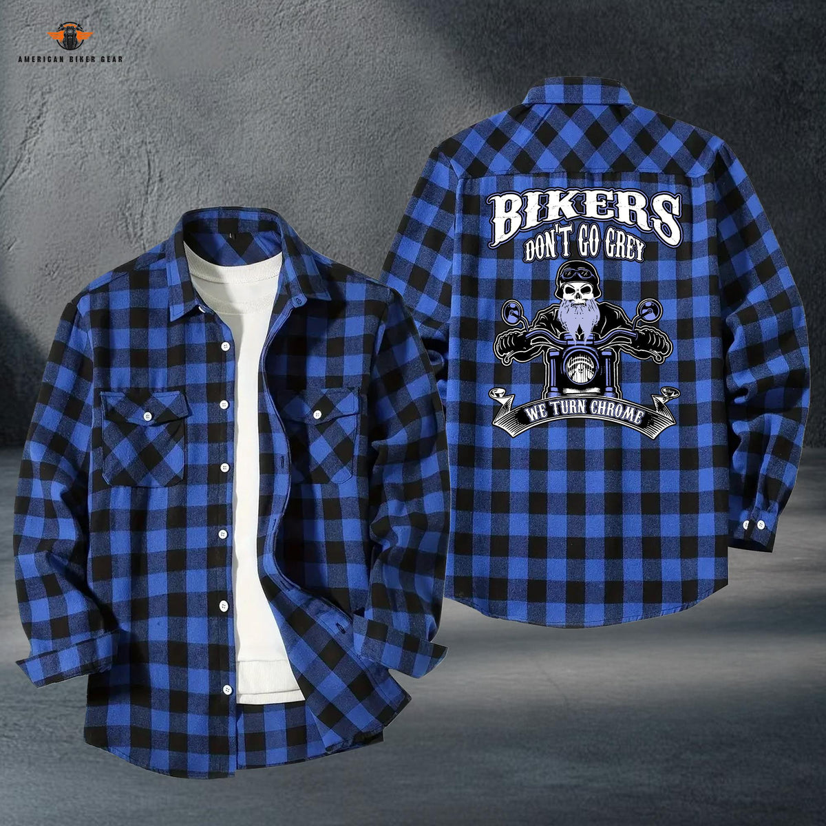 Vintage Motorcycle Casual Flannel Long Sleeve Shirt LV18