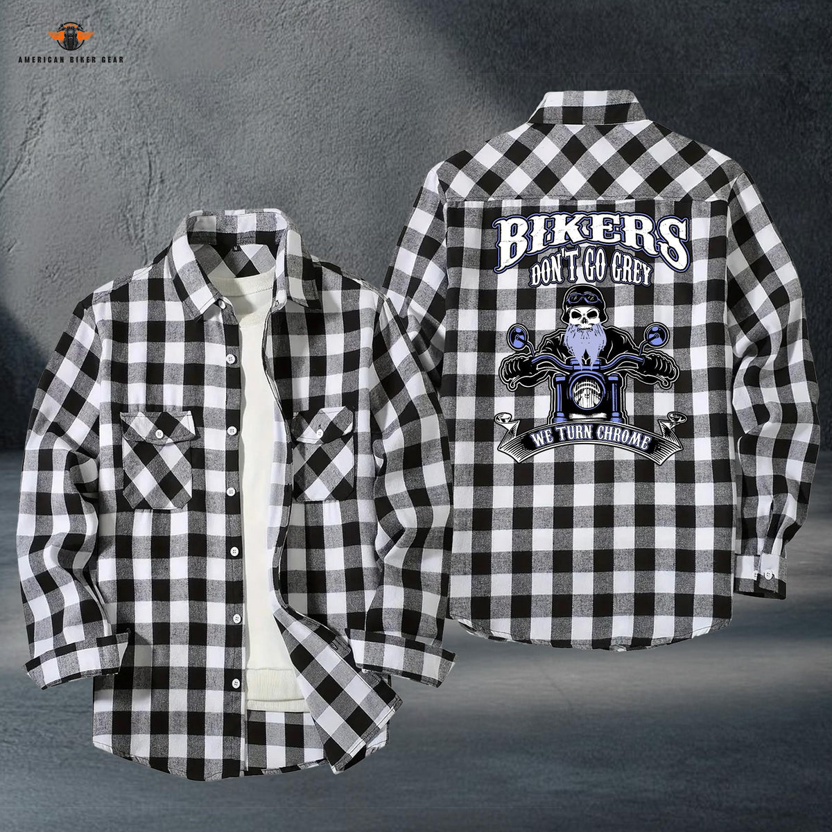 Vintage Motorcycle Casual Flannel Long Sleeve Shirt LV18