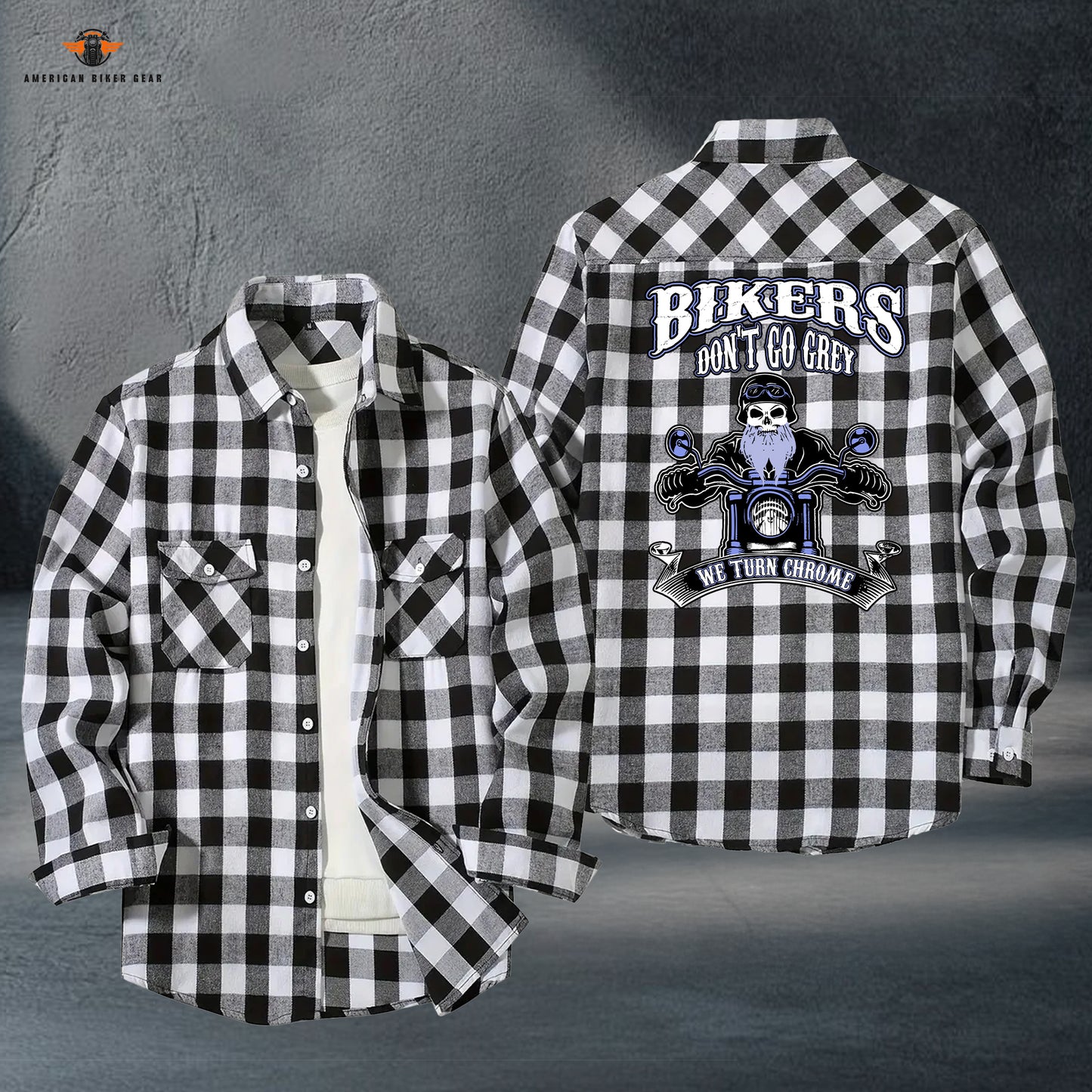 Biker Personalized Casual Flannel Long Sleeve Shirt LV18