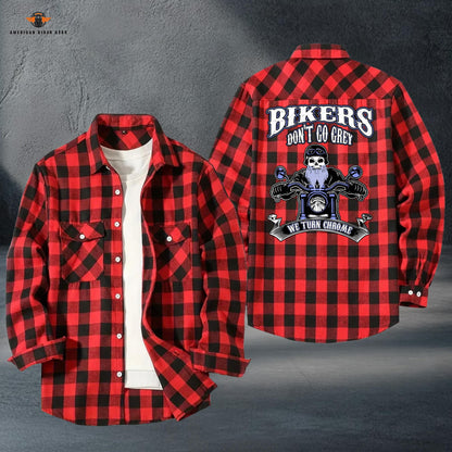 Vintage Motorcycle Casual Flannel Long Sleeve Shirt LV18