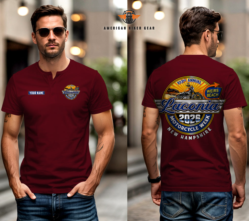 Laconia Biker Personalized Henley Shirt LV26