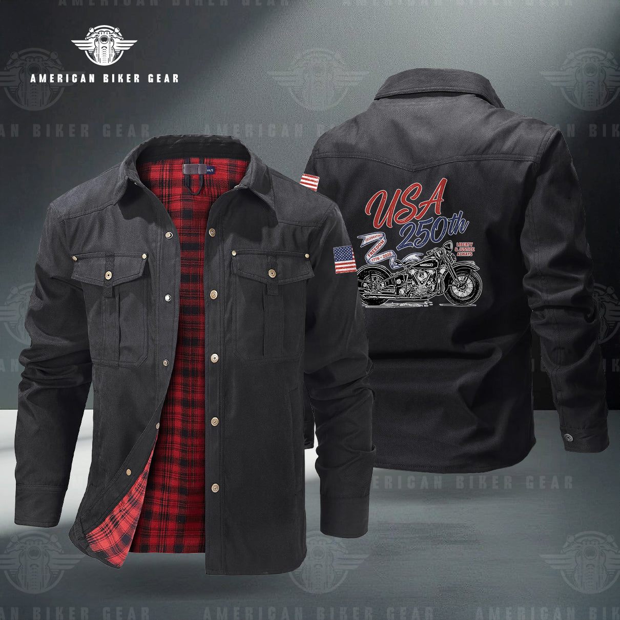 USA 250th Anniversary Personalized Line Flannel Jacket LV06