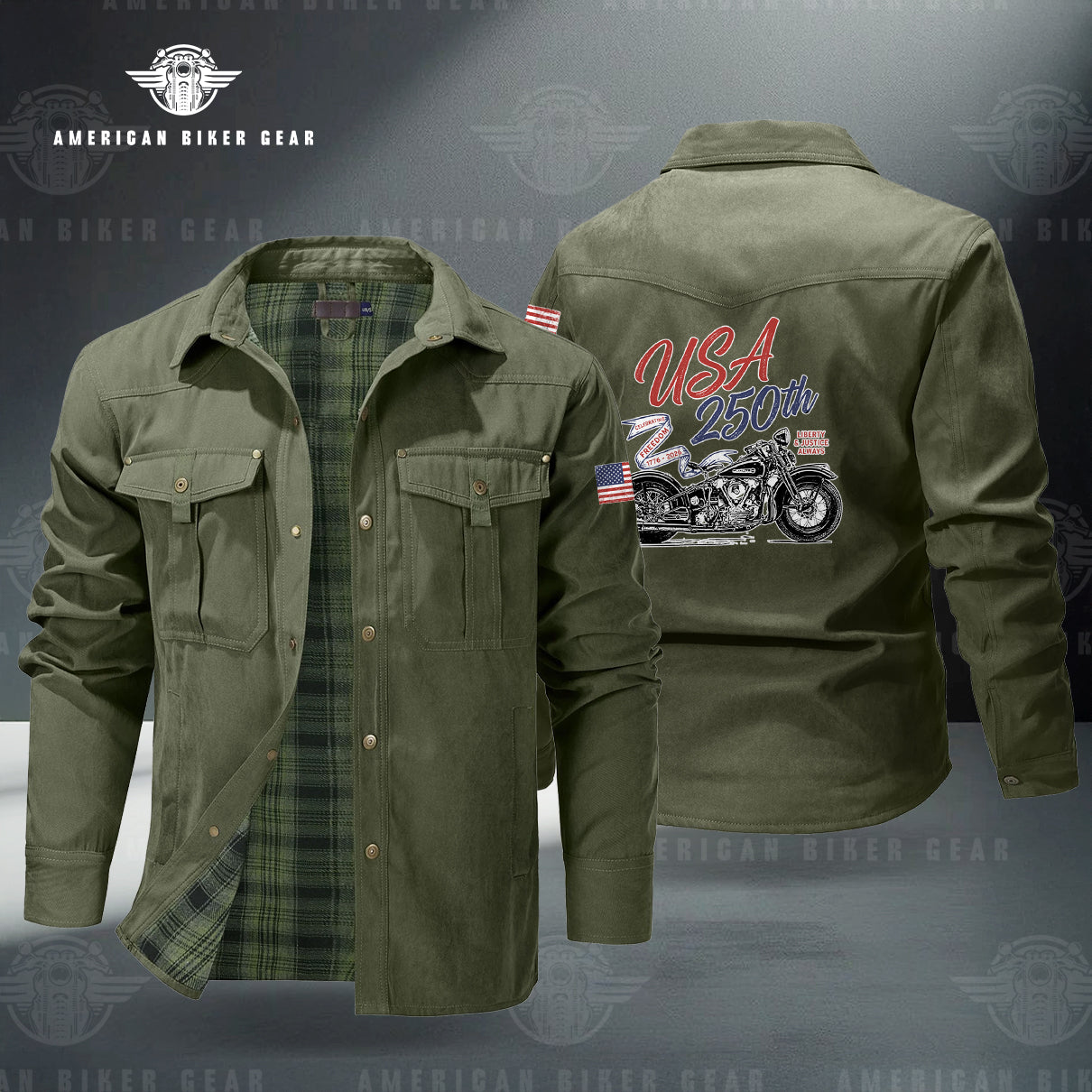 USA 250th Anniversary Personalized Line Flannel Jacket LV06