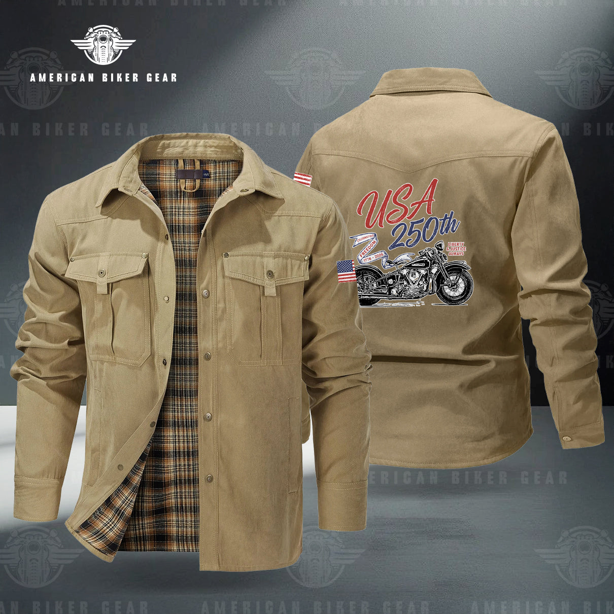USA 250th Anniversary Personalized Line Flannel Jacket LV06