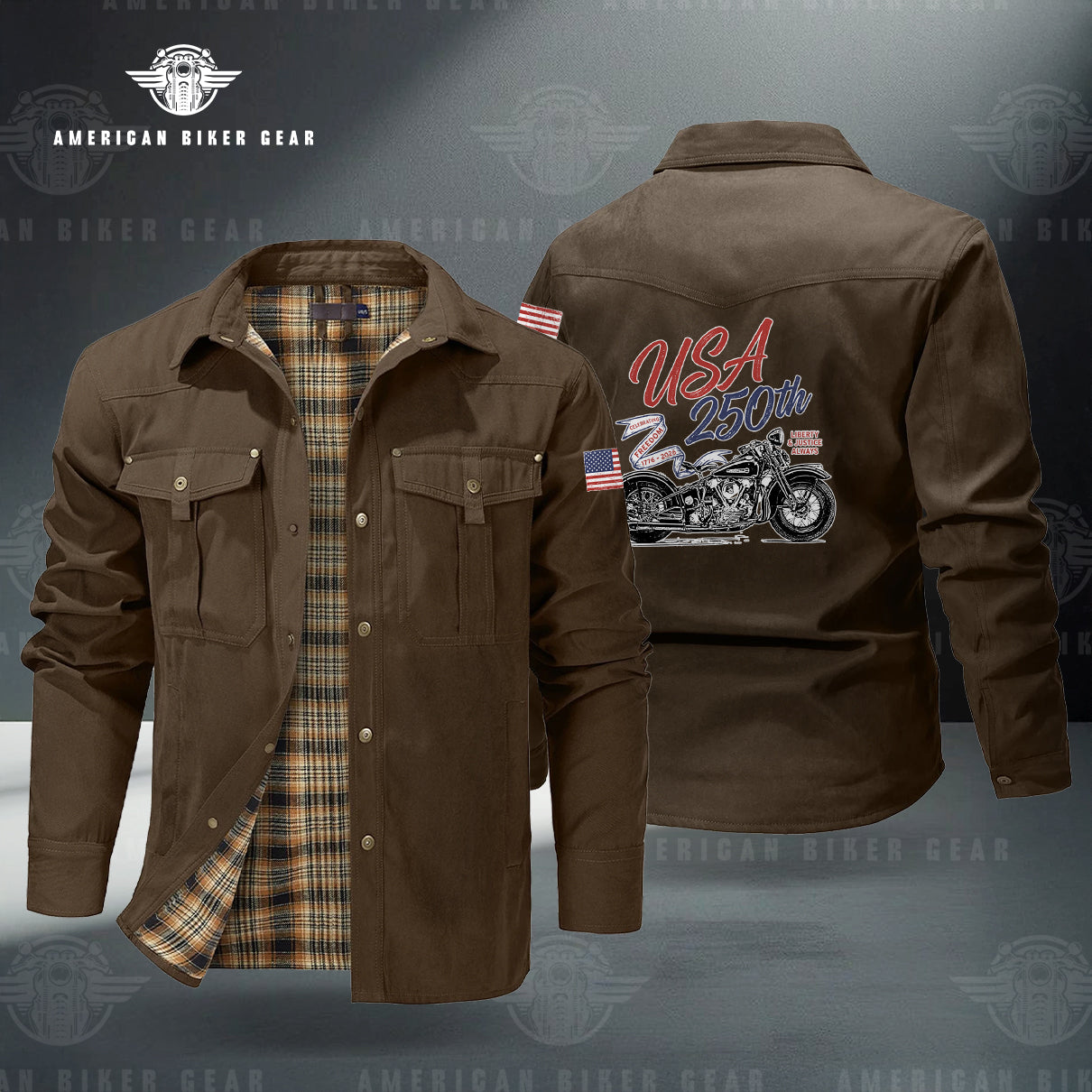 USA 250th Anniversary Personalized Line Flannel Jacket LV06