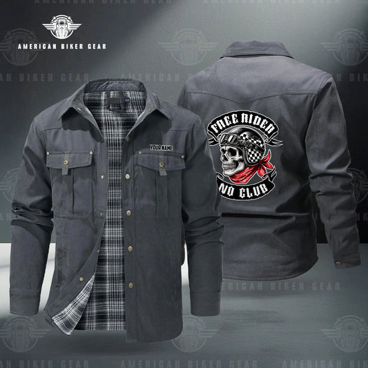 Free Rider No Club Skull Personalized Men's Jackets Flannel Lined LV10