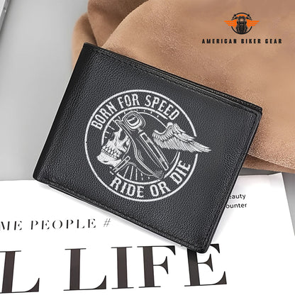 Biker Personalized Men’s Leather Bifold Wallet LV04