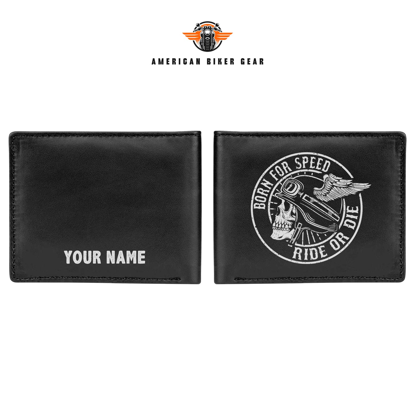 Biker Personalized Men’s Leather Bifold Wallet LV04