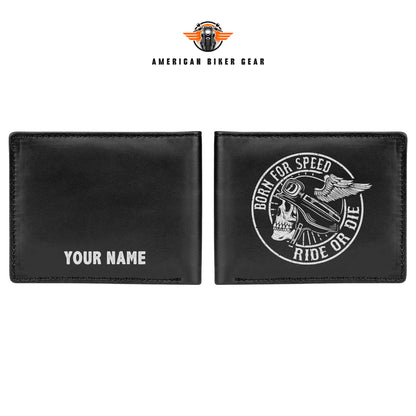 Biker Personalized Men’s Leather Bifold Wallet LV04