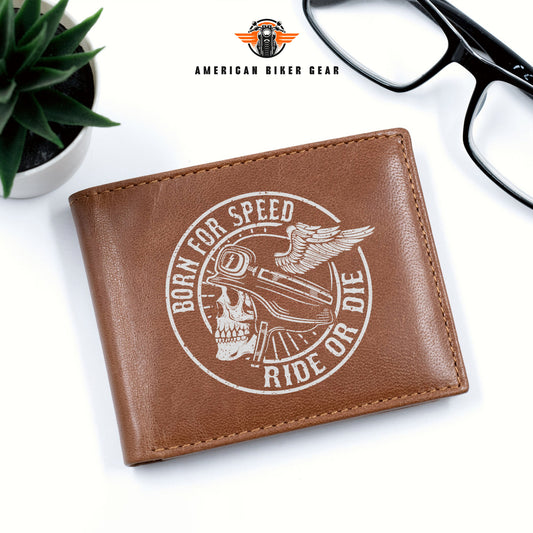 Biker Personalized Men’s Leather Bifold Wallet LV04