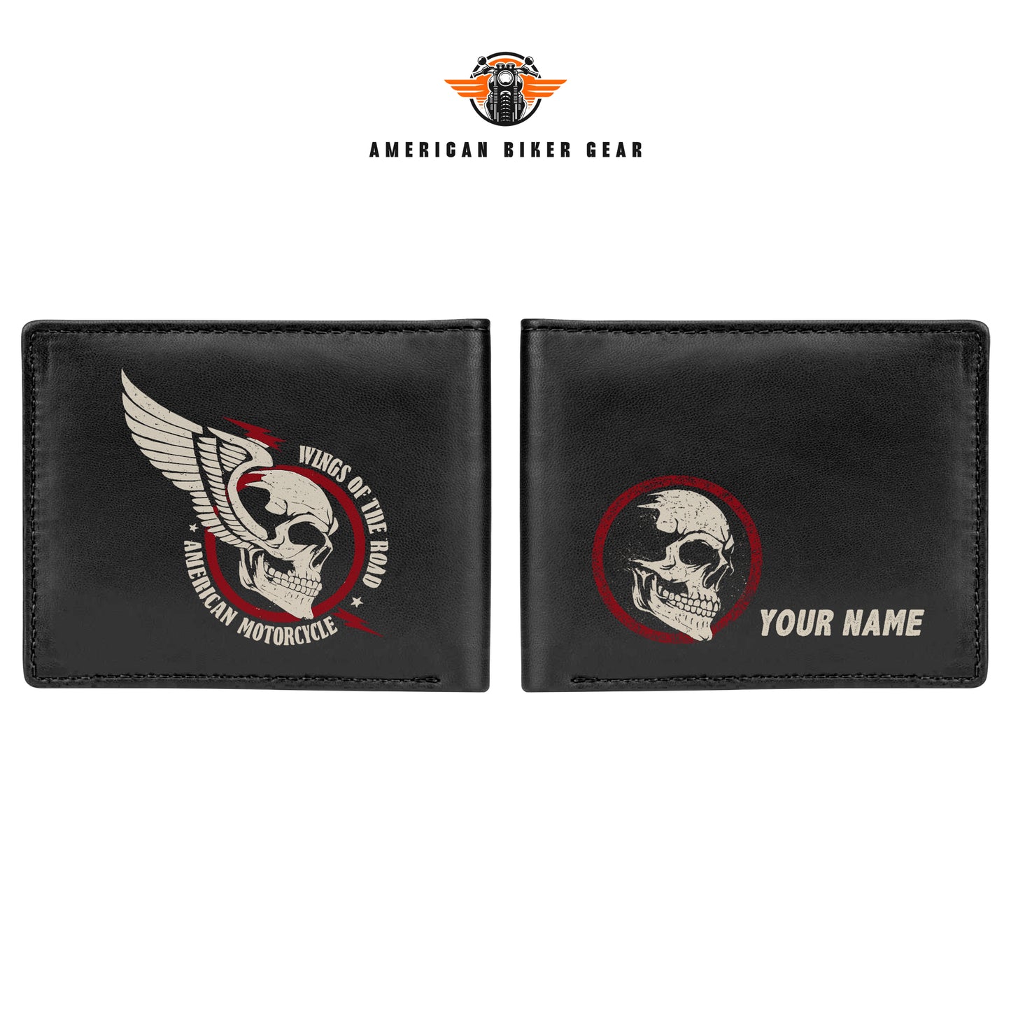 Biker Personalized Men’s Leather Bifold Wallet LV05