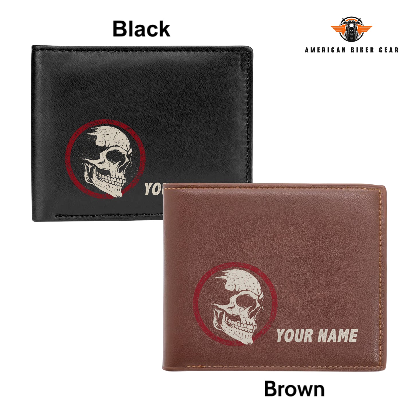 Biker Personalized Men’s Leather Bifold Wallet LV05