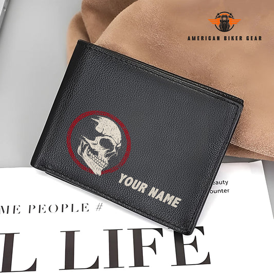 Biker Personalized Men’s Leather Bifold Wallet LV05