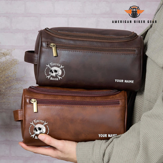 Biker Personalized Leather Toiletry Bag LV06