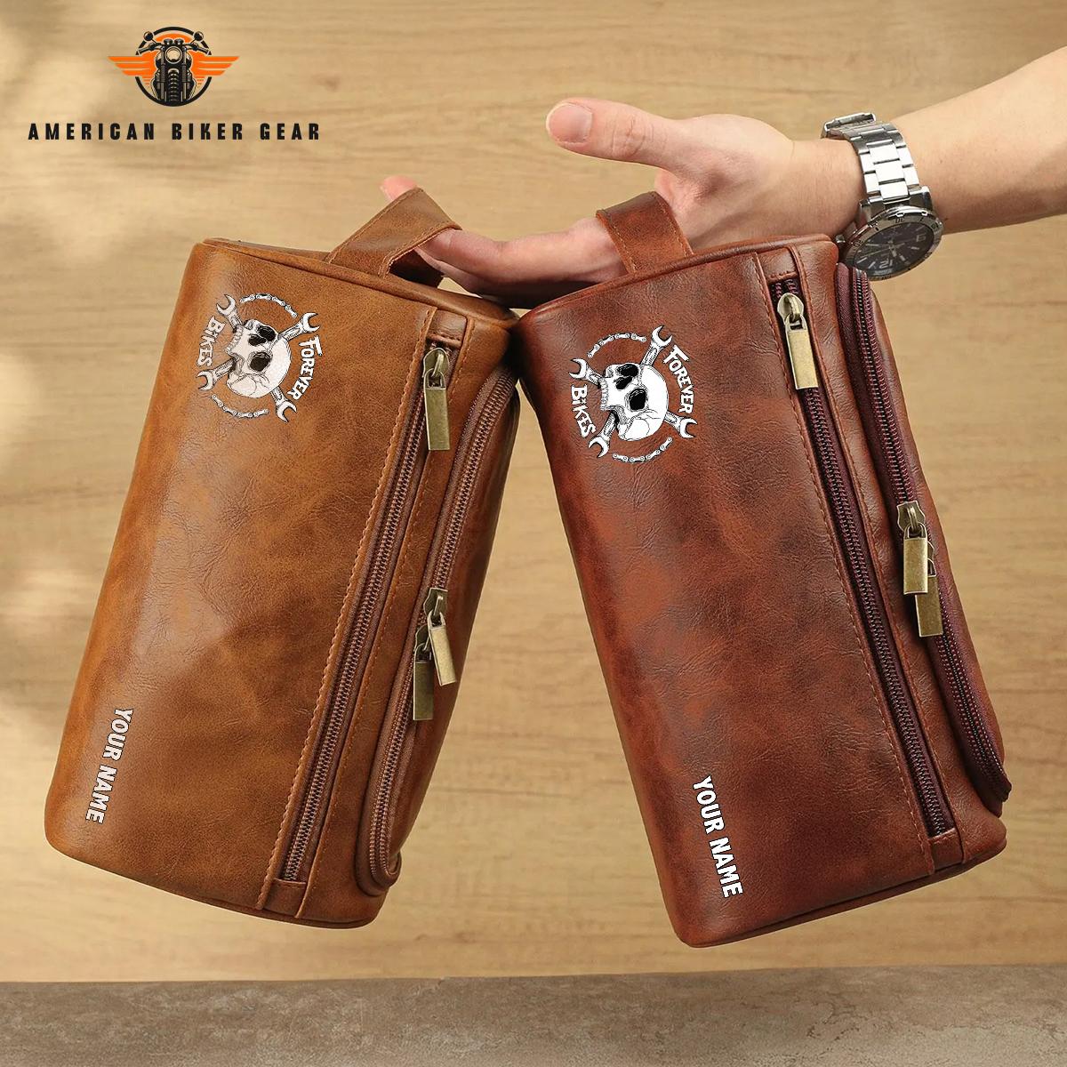 Biker Personalized Leather Toiletry Bag LV06