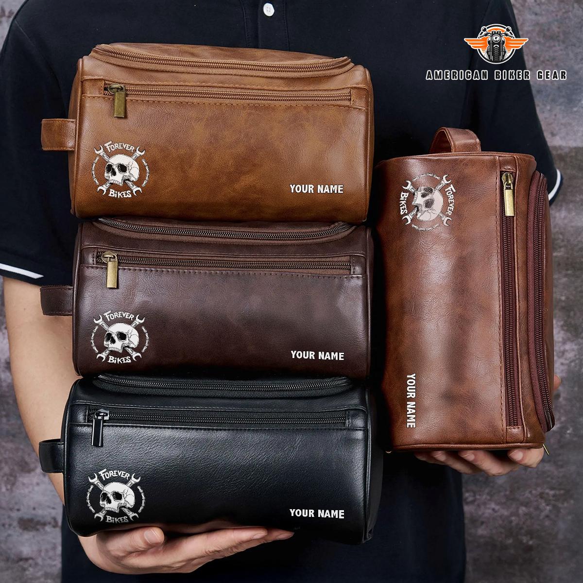 Biker Personalized Leather Toiletry Bag LV06