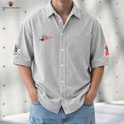 Biker Personalized Retro Corduroy Button Shirt LV04