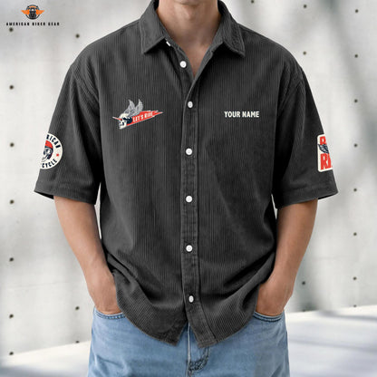 Biker Personalized Retro Corduroy Button Shirt LV04