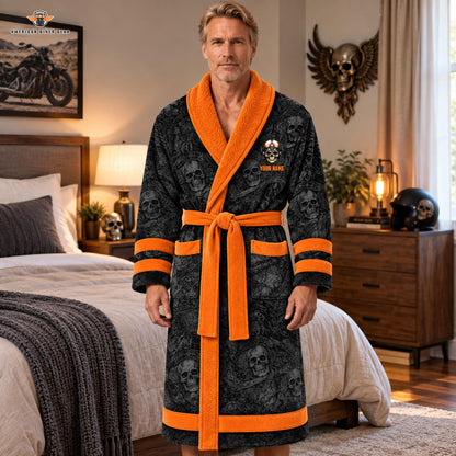 Biker Skull Personalized Bathrobes LV06