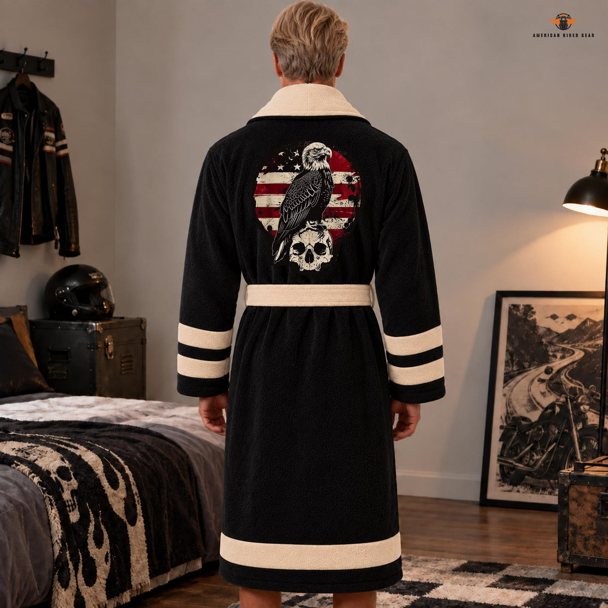 US Flag Patch Personalized Bathrobes LV14
