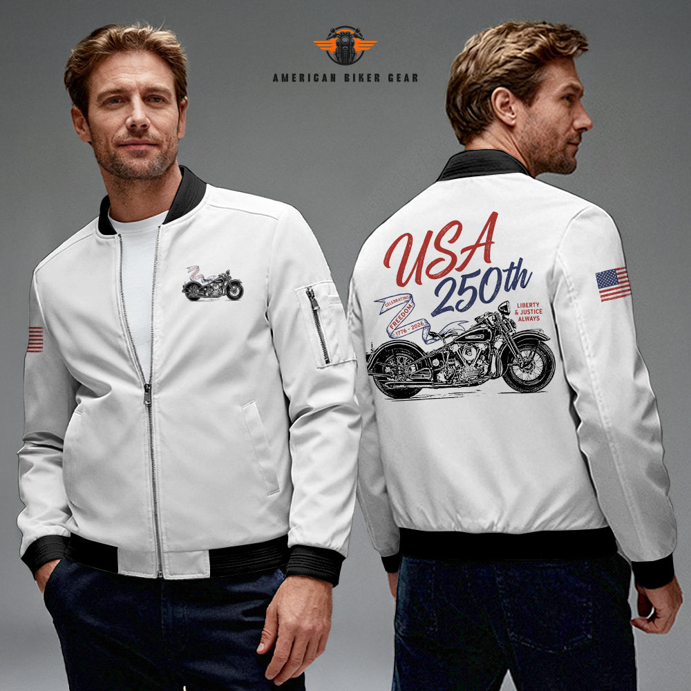 Biker USA 250th Anniversary Personalized Classic Bomber Jacket LV03