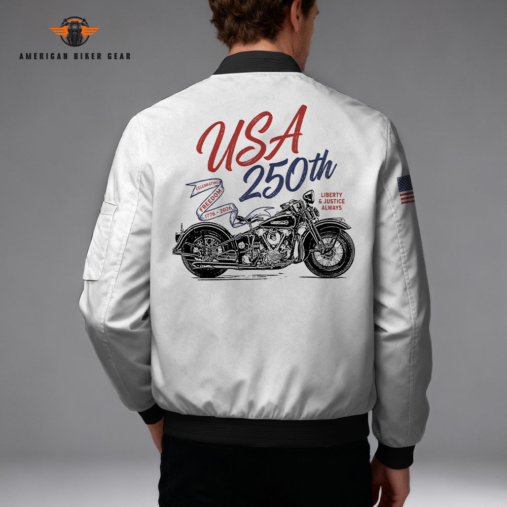 Biker USA 250th Anniversary Personalized Classic Bomber Jacket LV03