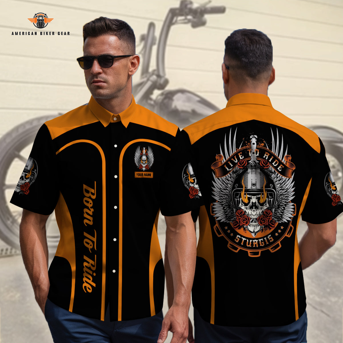 Biker Personalized Button Shirt LV19