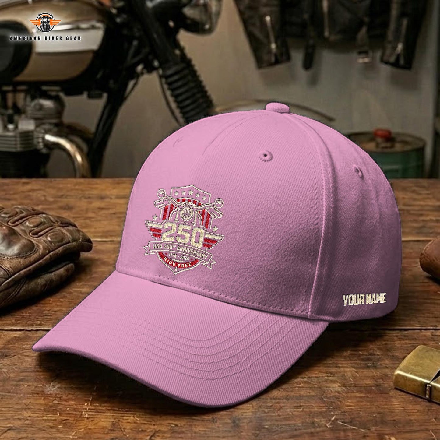 Biker USA 250th Anniversary Personalized Embroidery Cap LV14