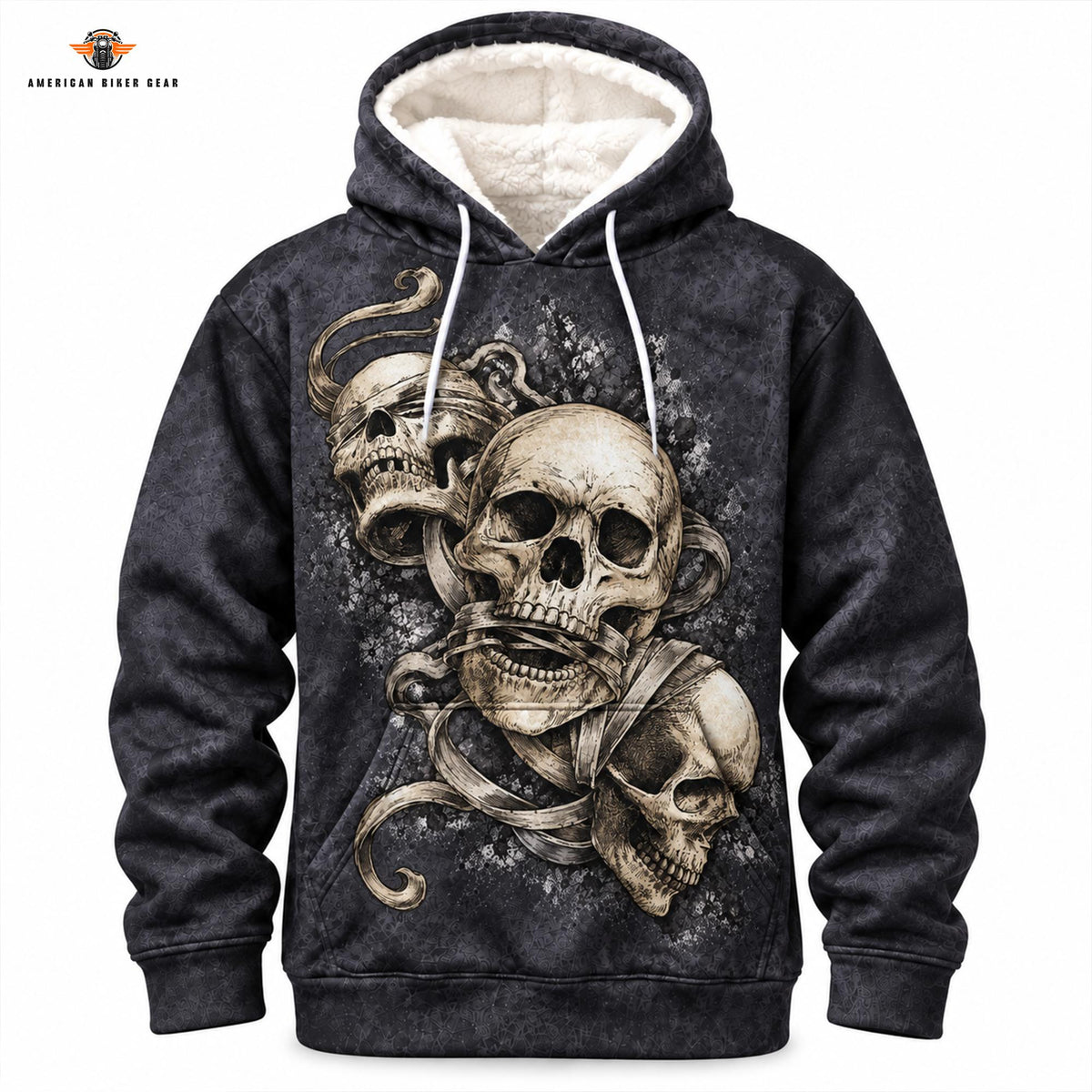 Vintage Three Skulls Biker Heavy Blend Hooded Sweatshirt LV03