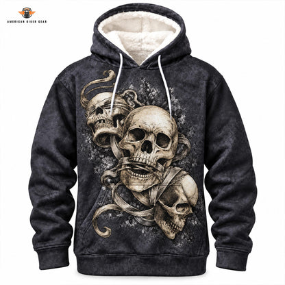 Vintage Three Skulls Biker Heavy Blend Hooded Sweatshirt LV03