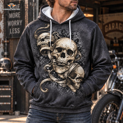 Vintage Three Skulls Biker Heavy Blend Hooded Sweatshirt LV03