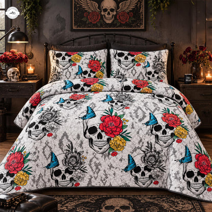 Sugar Skull Floral Quilted Bedding Set LV03