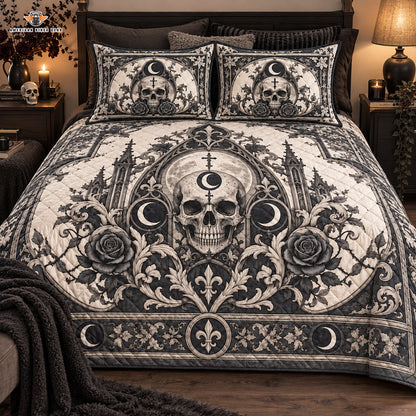 Vintage Gothic Skull Quilted Bedding Set LV04