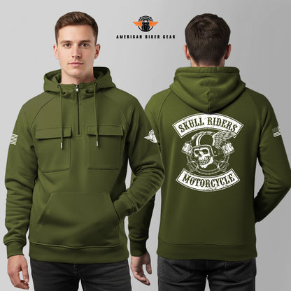 Skull Riders Multi-Pockets Zip Hoodie LV03