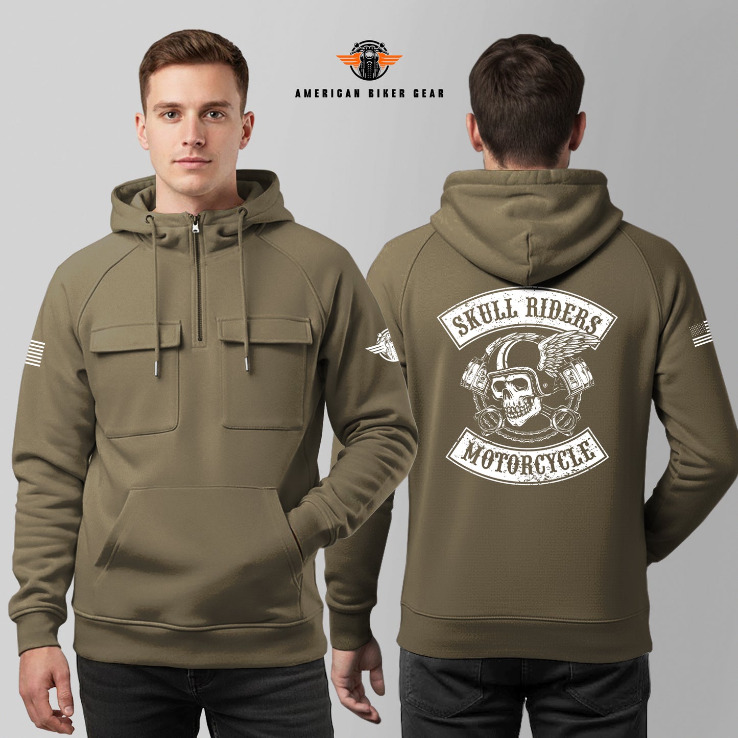 Skull Riders Multi-Pockets Zip Hoodie LV03