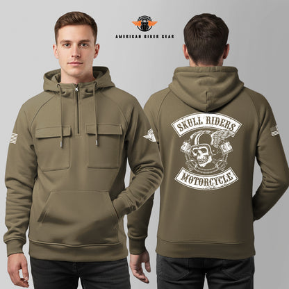 Skull Riders Multi-Pockets Zip Hoodie LV03