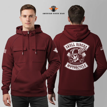 Skull Riders Multi-Pockets Zip Hoodie LV03