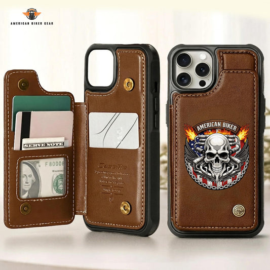 Biker Personalized Leather Wallet Phone Case LV04