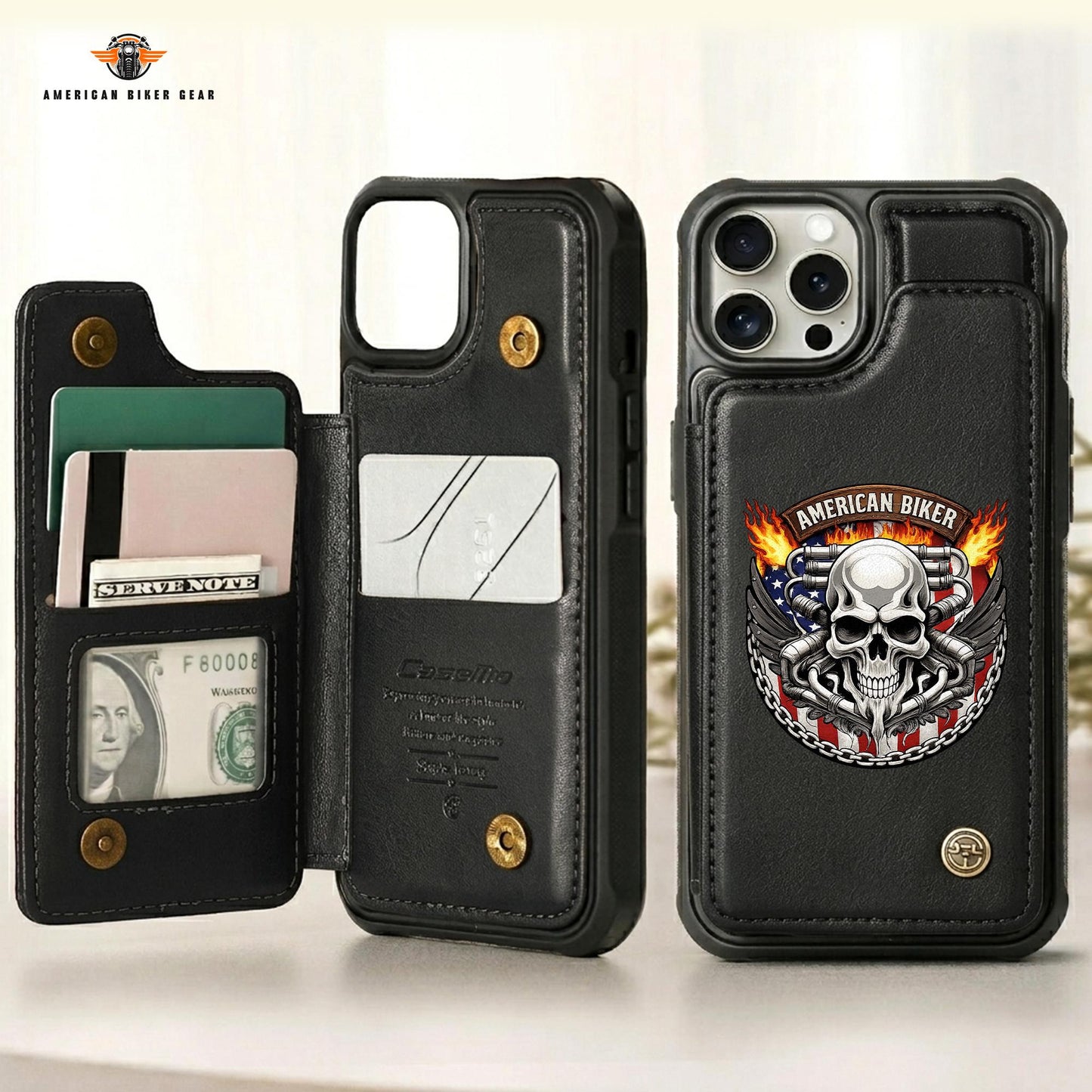 Biker Personalized Leather Wallet Phone Case LV04