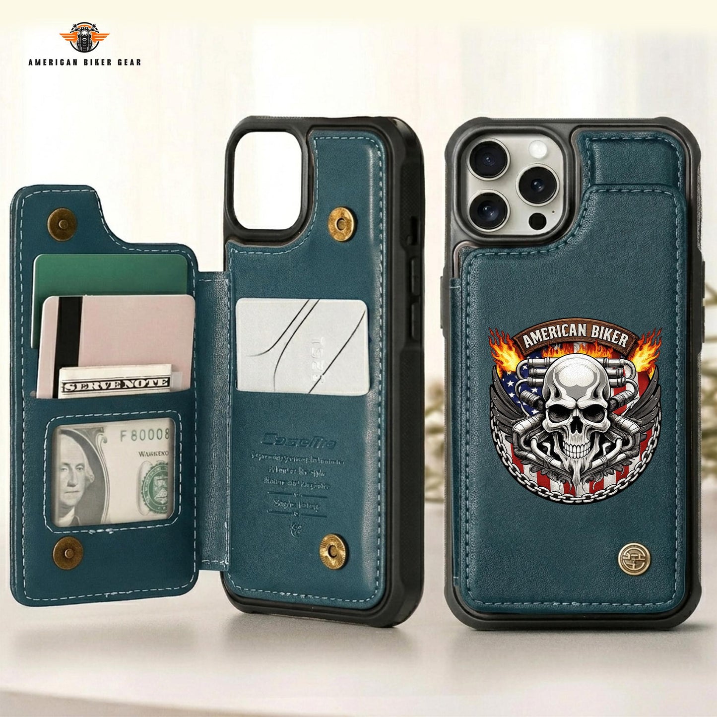 Biker Personalized Leather Wallet Phone Case LV04