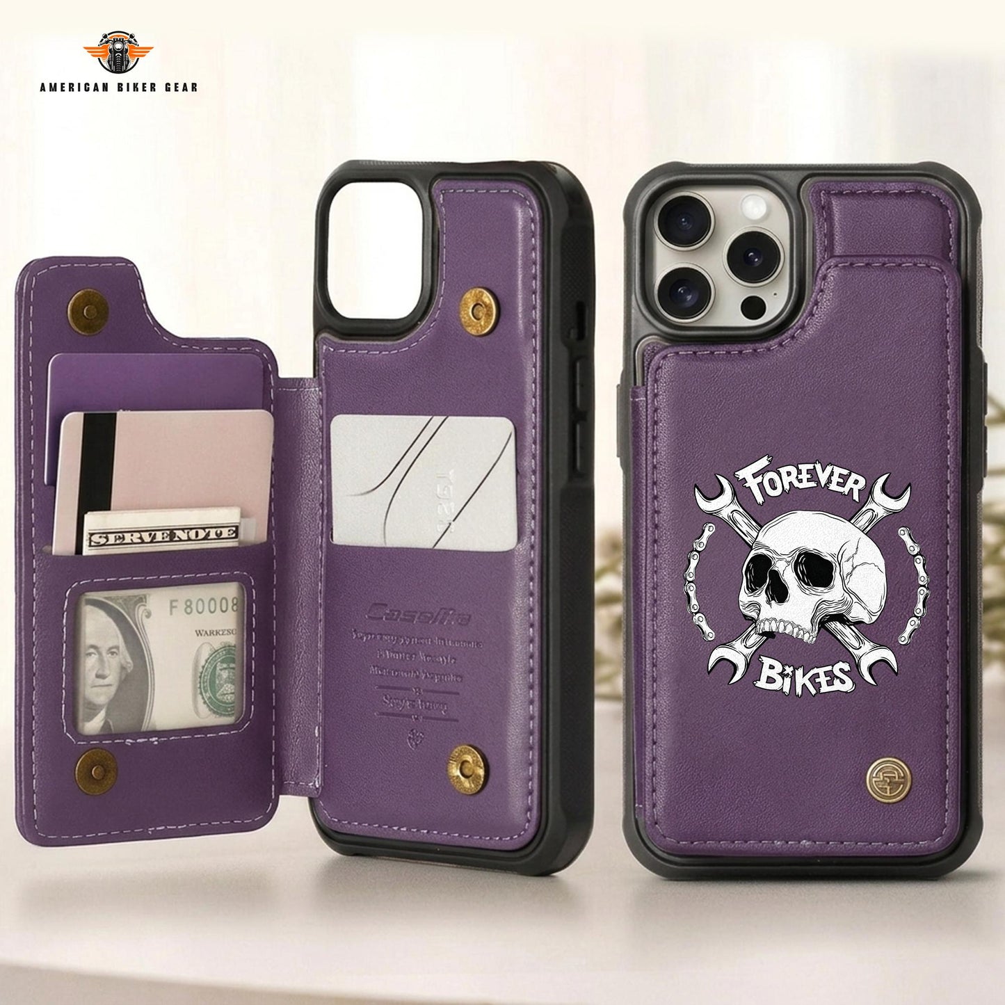 Biker Personalized Leather Wallet Phone Case LV05